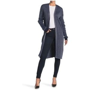 Scotch & Soda Long Open-Front Navy Blue Knit Cardigan